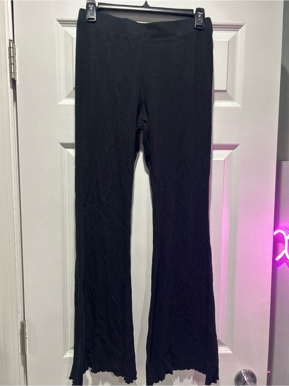 Black Kids Flared Ribbed Pants - Comfortable Everyday Bottoms